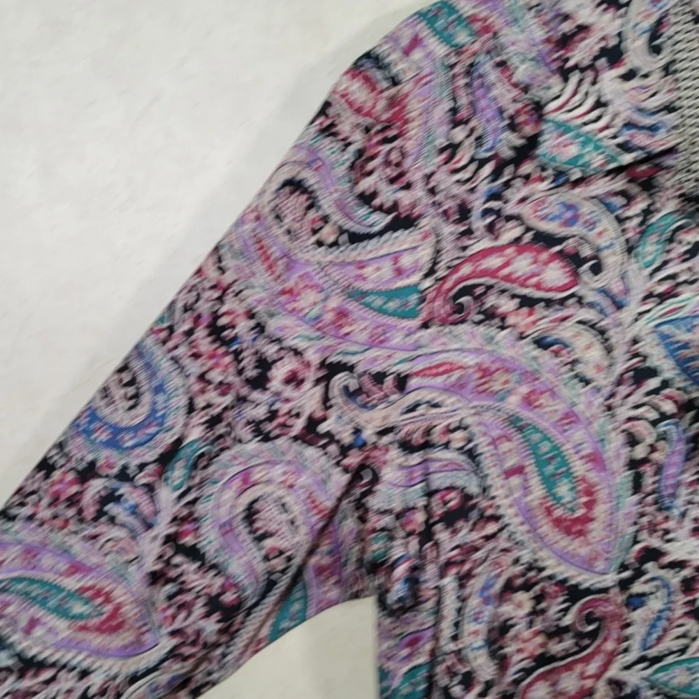 2/$10 04178 Chaps teal & purple paisley No Iron button up shirt XL NWT - Picture 6 of 13